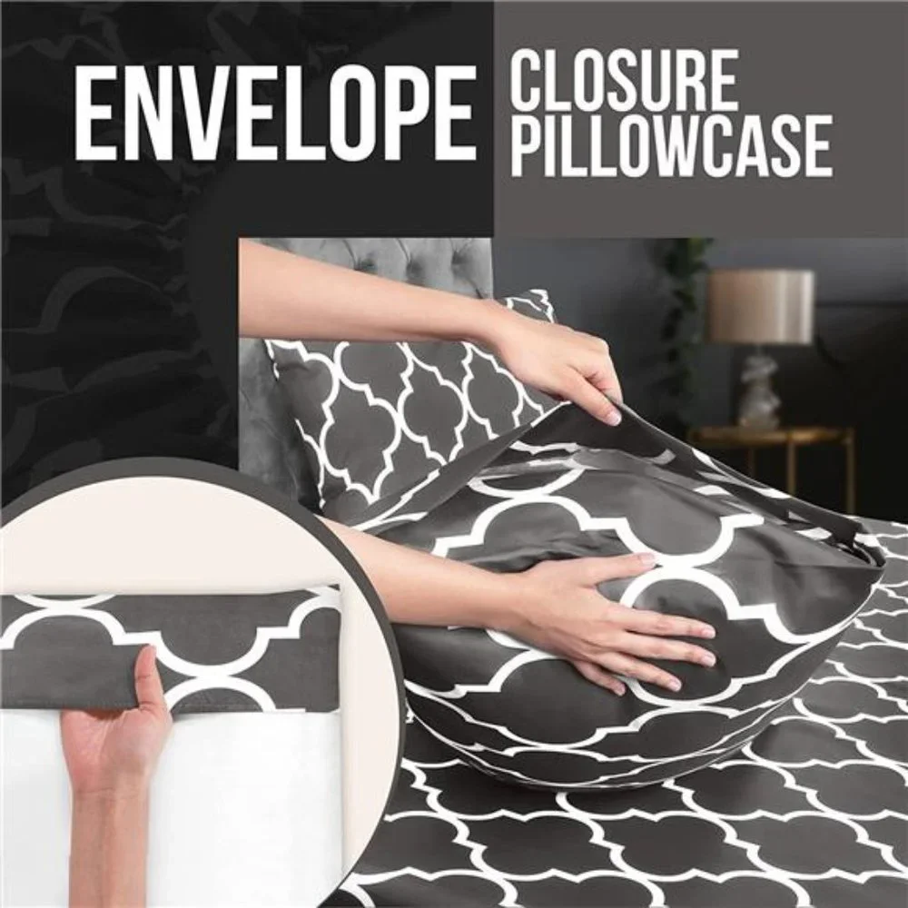 Queen Sheet Set (Quatrefoil Grey)